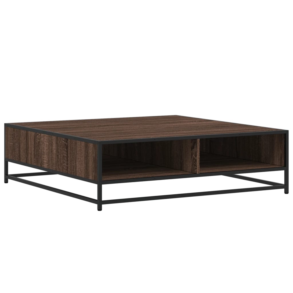 Salontafel 100x100x30 cm bewerkt hout en metaal bruin eiken