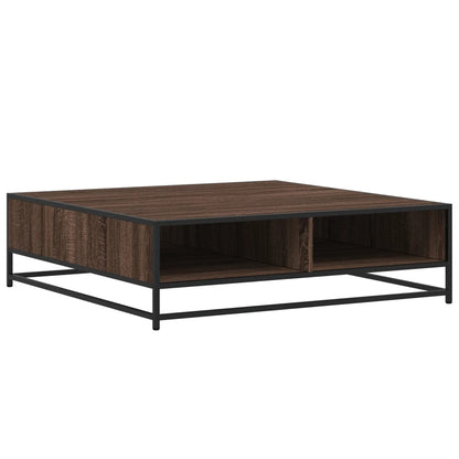 Salontafel 100x100x30 cm bewerkt hout en metaal bruin eiken