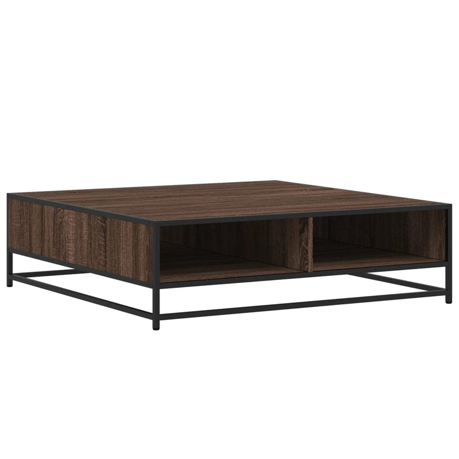 Salontafel 100x100x30 cm bewerkt hout en metaal bruin eiken