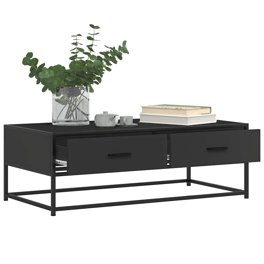 Salontafel 100x50x35 cm bewerkt hout en metaal zwart