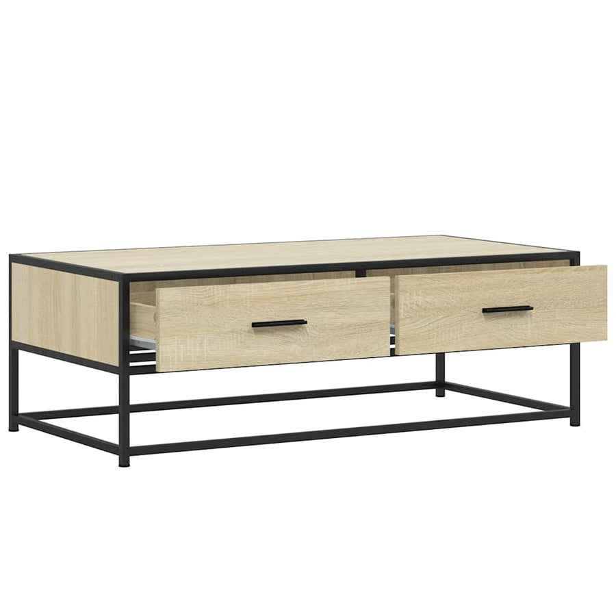 Salontafel 100x50x35 cm bewerkt hout en metaal sonoma eiken