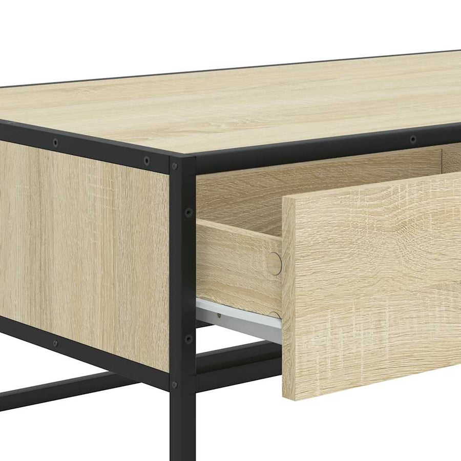 Salontafel 100x50x35 cm bewerkt hout en metaal sonoma eiken