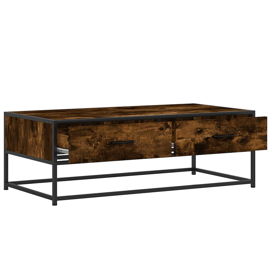 Salontafel 100x50x35 cm bewerkt hout en metaal gerookt eiken