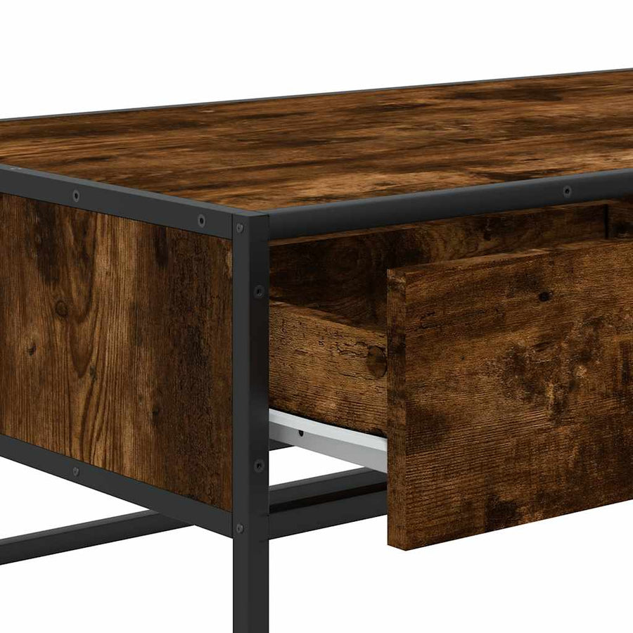 Salontafel 100x50x35 cm bewerkt hout en metaal gerookt eiken