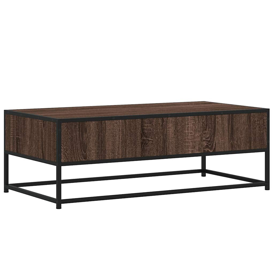 Salontafel 100x50x35 cm bewerkt hout en metaal bruin eikenkleur