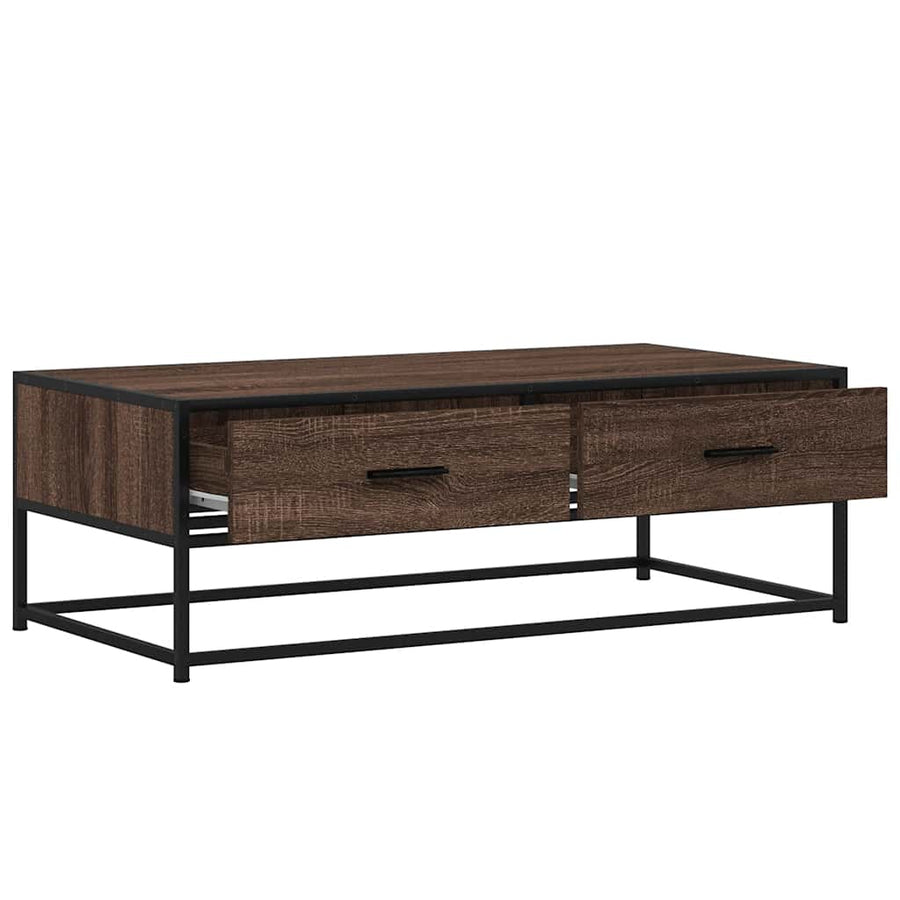 Salontafel 100x50x35 cm bewerkt hout en metaal bruin eikenkleur