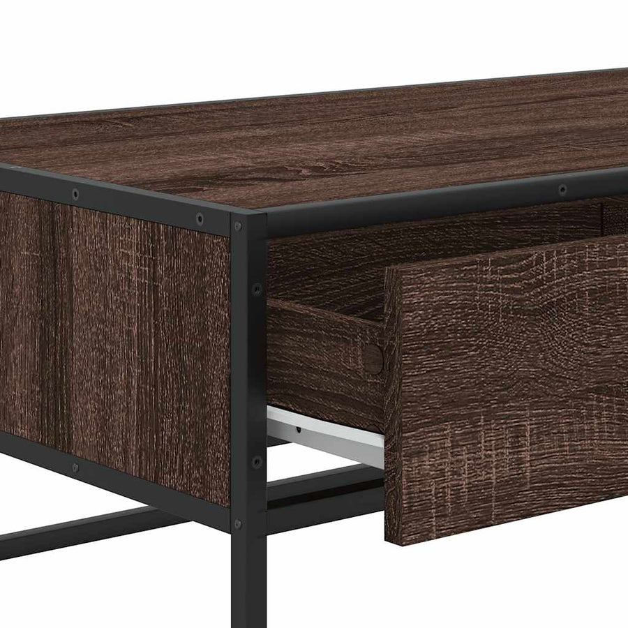 Salontafel 100x50x35 cm bewerkt hout en metaal bruin eikenkleur