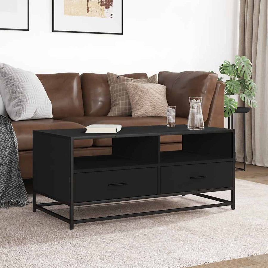 Salontafel 100x50x45 cm bewerkt hout en metaal zwart