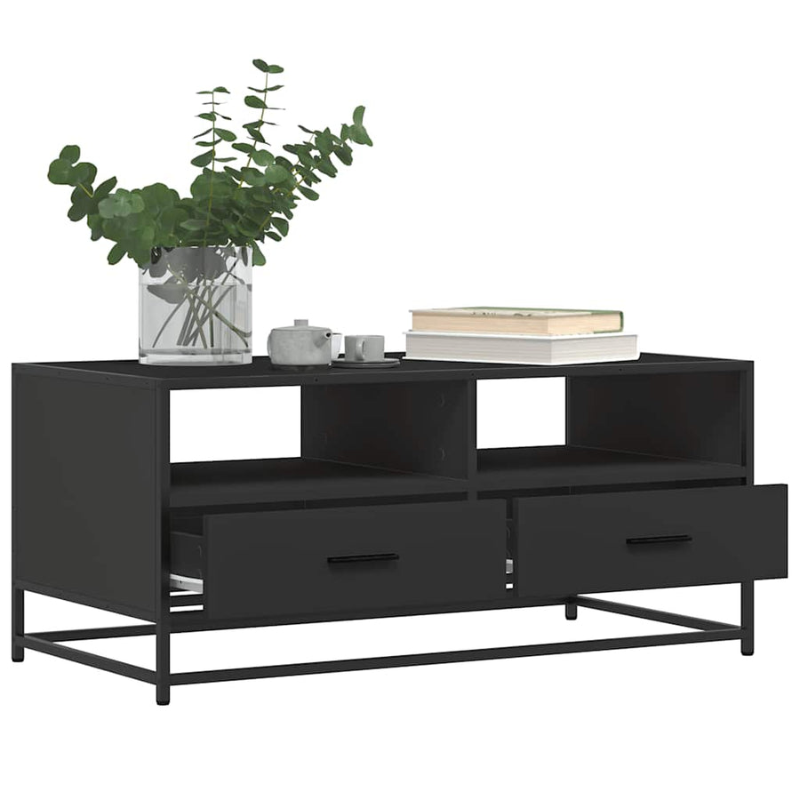 Salontafel 100x50x45 cm bewerkt hout en metaal zwart