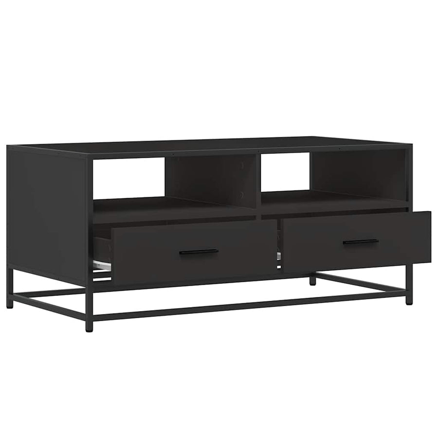 Salontafel 100x50x45 cm bewerkt hout en metaal zwart