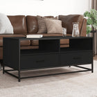 Coffee table 100x50x45 cm treated wood and black metal