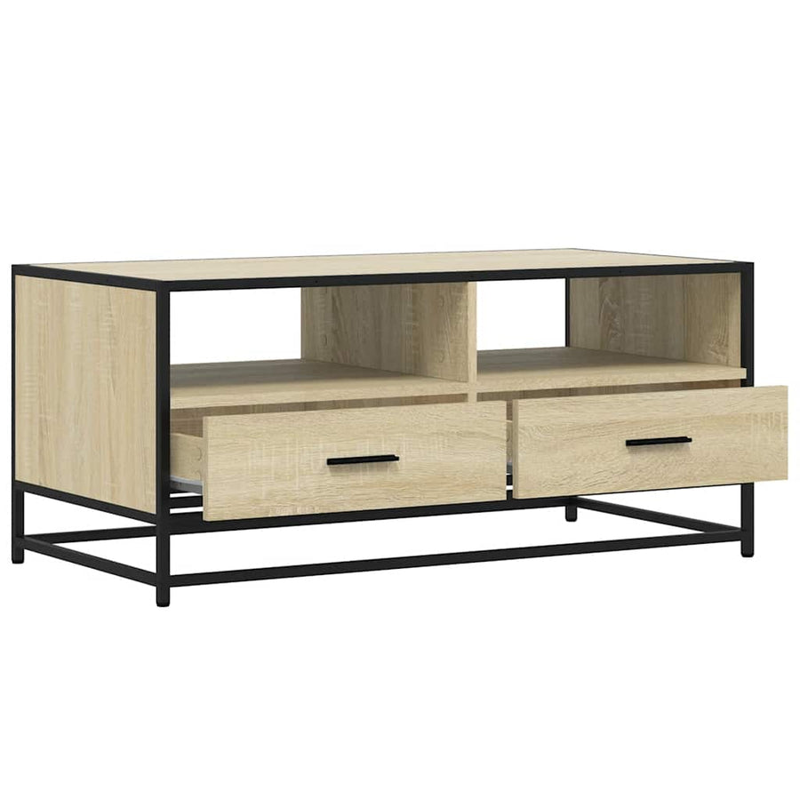 Salontafel 100x50x45 cm bewerkt hout en metaal sonoma eiken