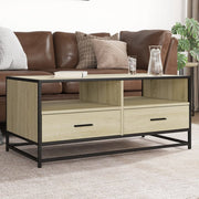 Coffee table 100x50x45 cm engineered wood and metal Sonoma oak