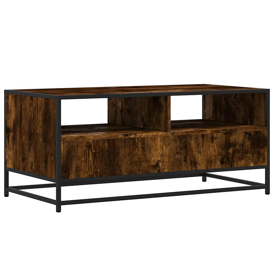 Salontafel 100x50x45 cm bewerkt hout en metaal gerookt eiken