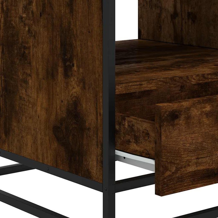 Salontafel 100x50x45 cm bewerkt hout en metaal gerookt eiken