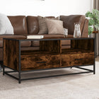 Coffee table 100x50x45 cm processed wood and metal smoked oak