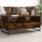 Coffee table 100x50x45 cm processed wood and metal smoked oak
