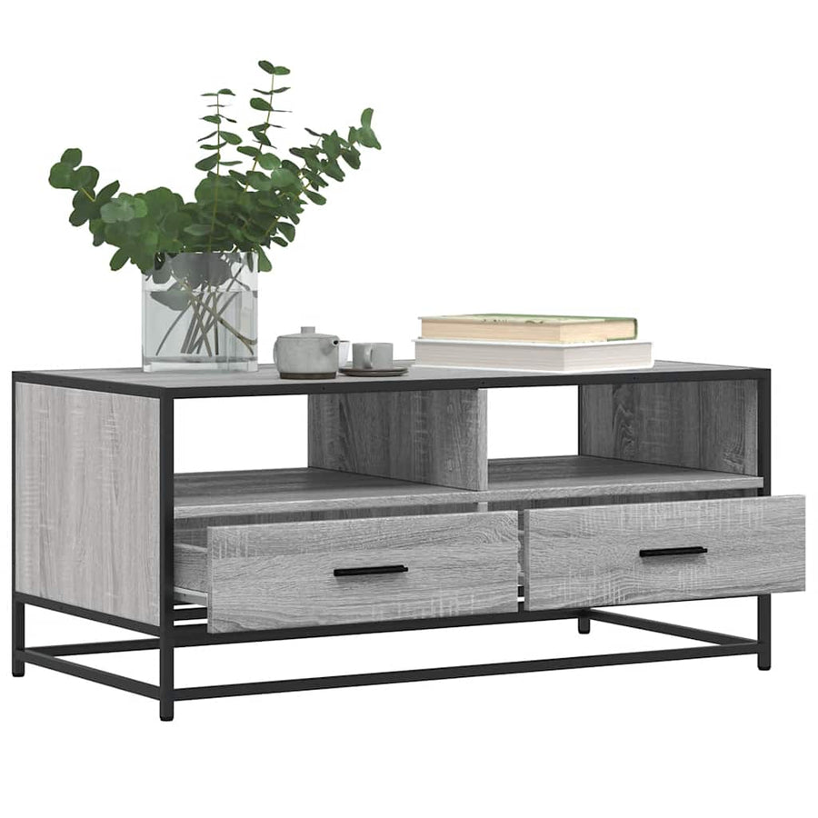 Salontafel 100x50x45 cm bewerkt hout en metaal grijs sonoma
