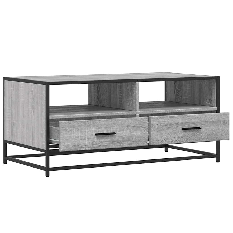 Salontafel 100x50x45 cm bewerkt hout en metaal grijs sonoma