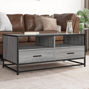 Coffee table 100x50x45 cm processed wood and metal grey sonoma