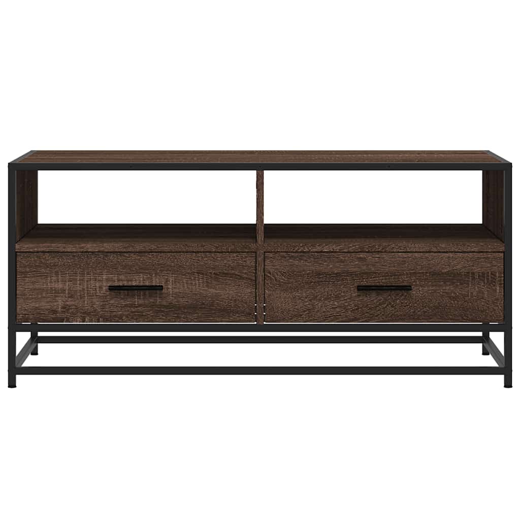 Salontafel 100x50x45 cm bewerkt hout en metaal bruin eikenkleur