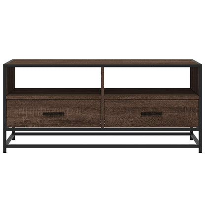 Salontafel 100x50x45 cm bewerkt hout en metaal bruin eikenkleur