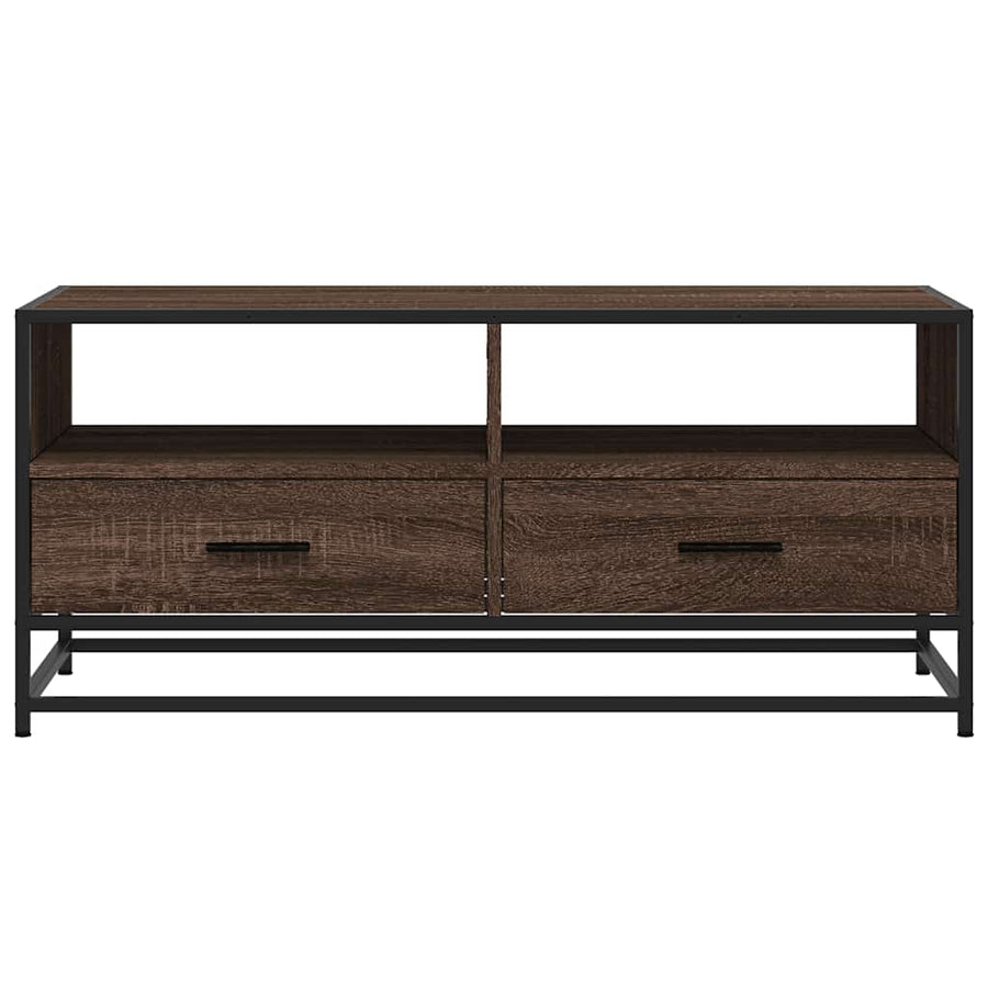 Salontafel 100x50x45 cm bewerkt hout en metaal bruin eikenkleur