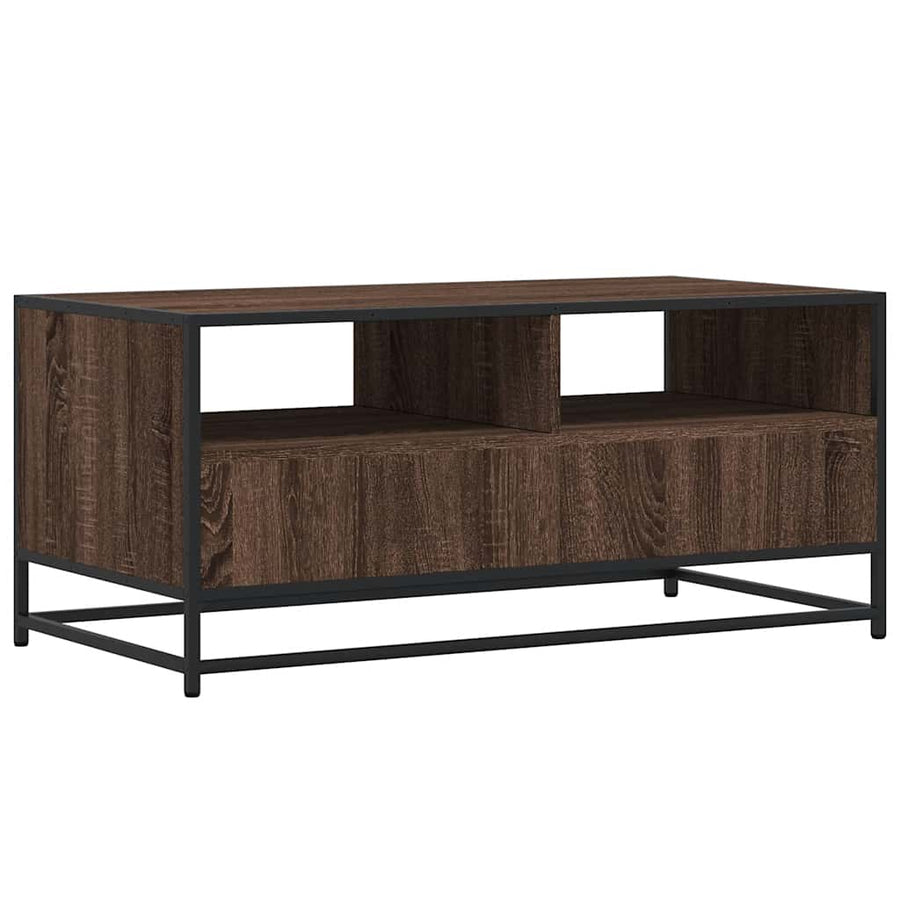 Salontafel 100x50x45 cm bewerkt hout en metaal bruin eikenkleur