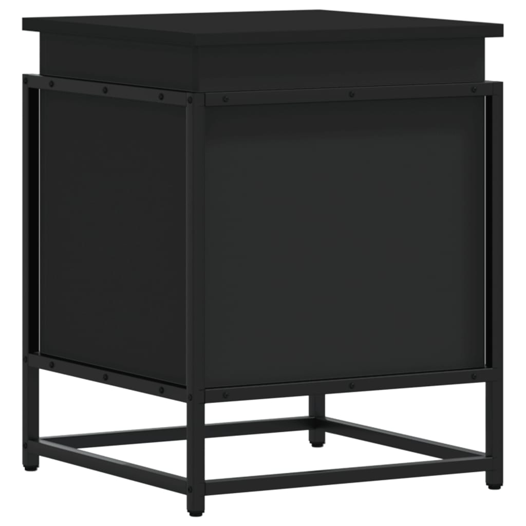 Opbergbox met deksel 40x40x51,5 cm bewerkt hout zwart