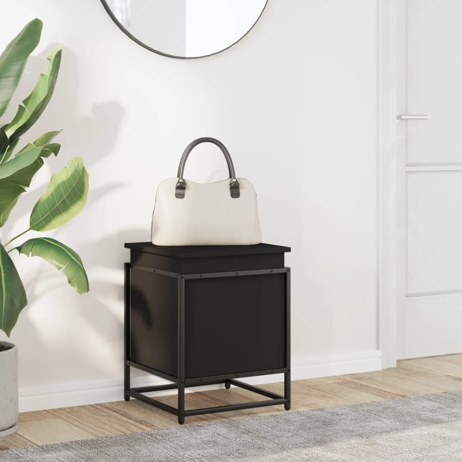 Opbergbox met deksel 40x40x51,5 cm bewerkt hout zwart
