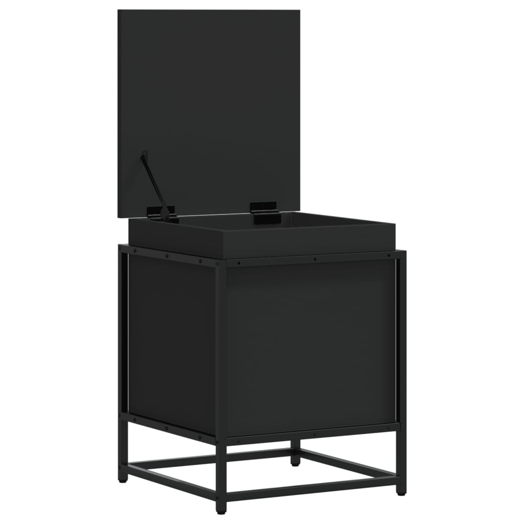 Opbergbox met deksel 40x40x51,5 cm bewerkt hout zwart