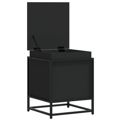 Opbergbox met deksel 40x40x51,5 cm bewerkt hout zwart