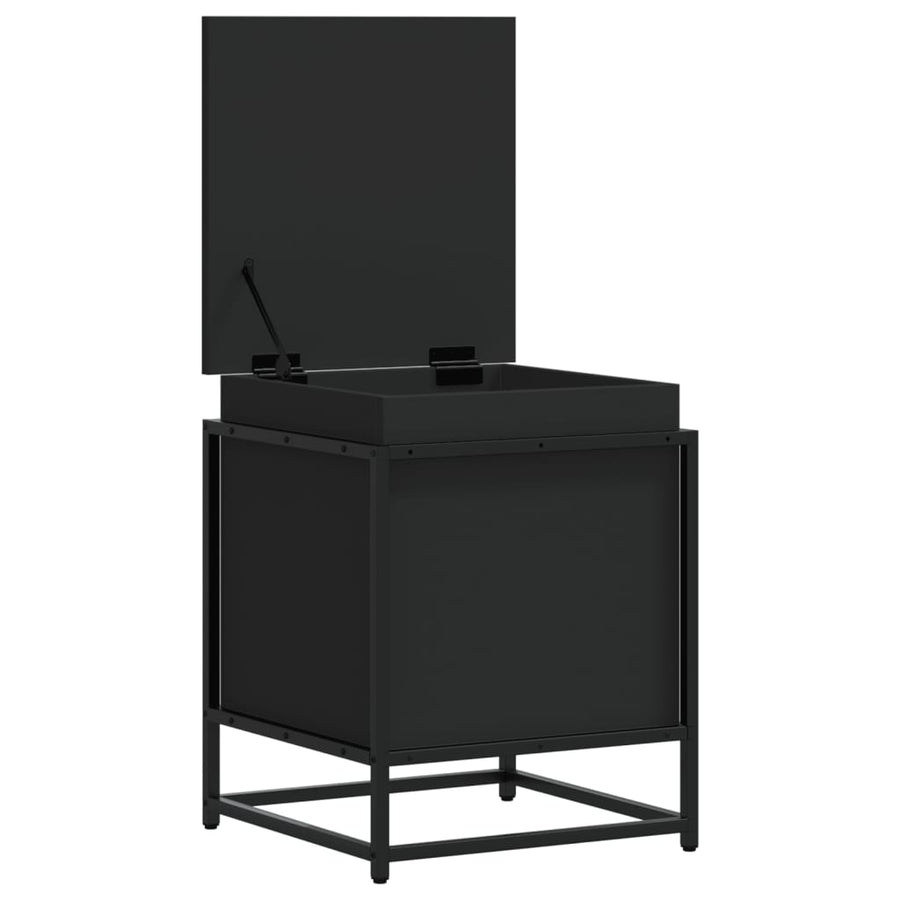 Opbergbox met deksel 40x40x51,5 cm bewerkt hout zwart