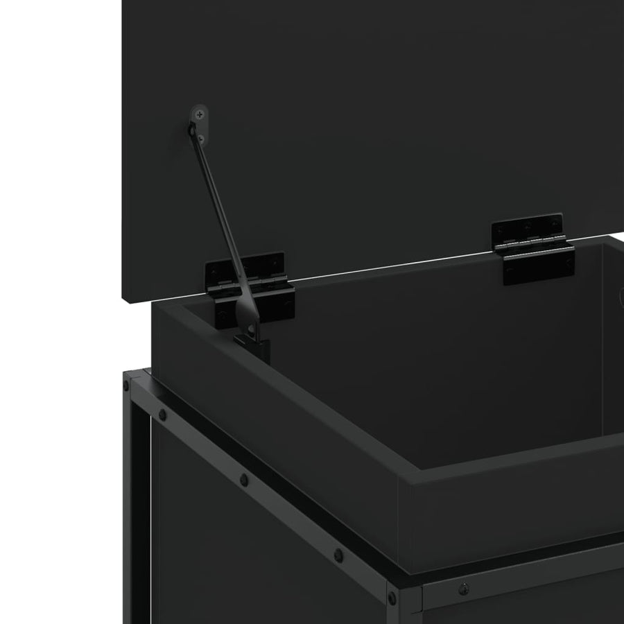 Opbergbox met deksel 40x40x51,5 cm bewerkt hout zwart