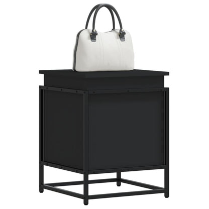 Opbergbox met deksel 40x40x51,5 cm bewerkt hout zwart