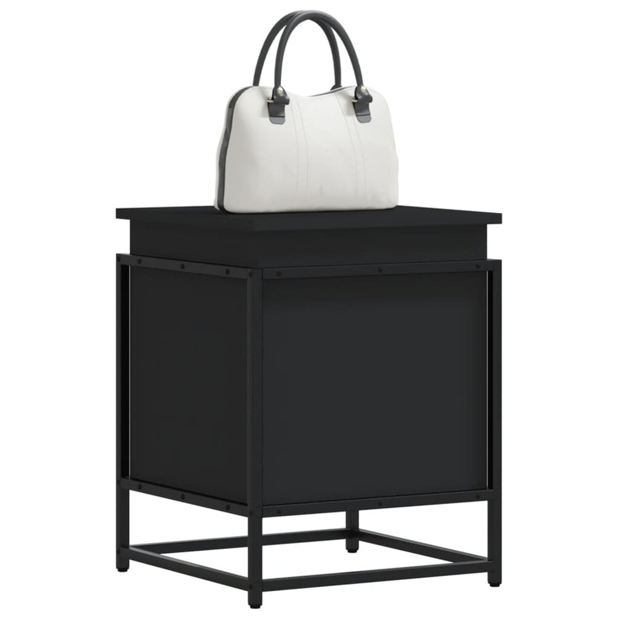Opbergbox met deksel 40x40x51,5 cm bewerkt hout zwart