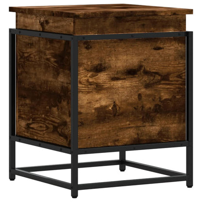 Opbergbox met deksel 40x40x51,5 cm bewerkt hout gerookt eiken