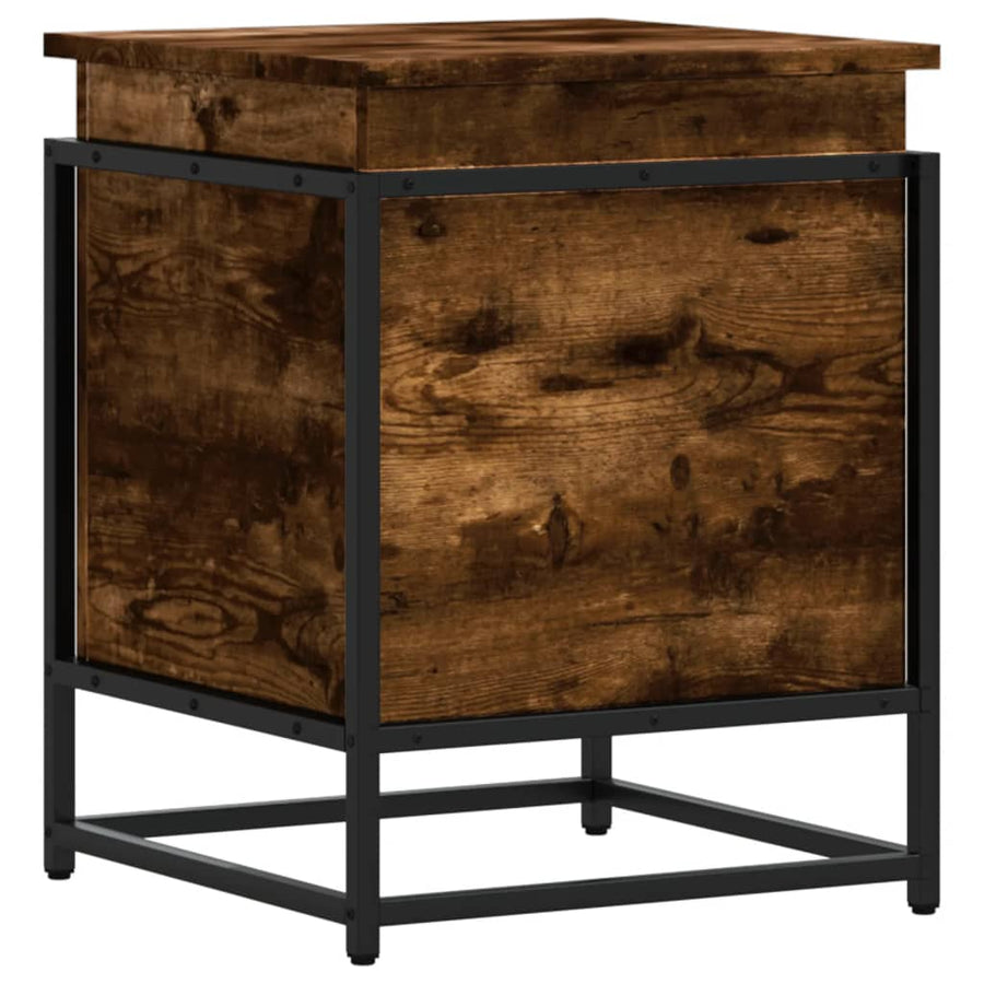 Opbergbox met deksel 40x40x51,5 cm bewerkt hout gerookt eiken