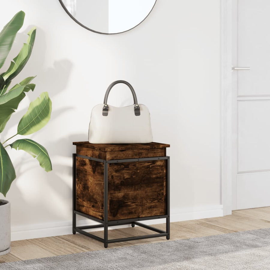 Opbergbox met deksel 40x40x51,5 cm bewerkt hout gerookt eiken