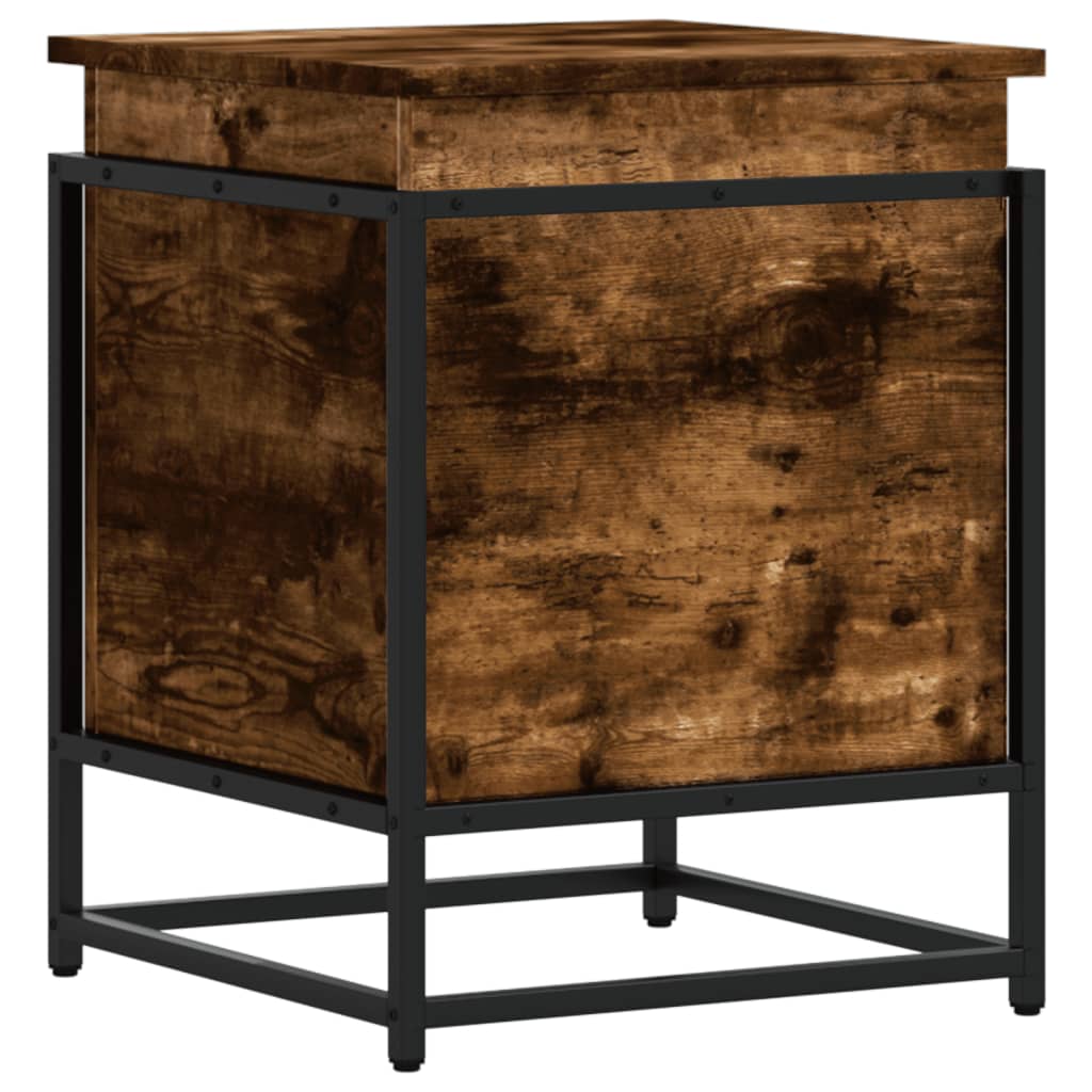 Opbergbox met deksel 40x40x51,5 cm bewerkt hout gerookt eiken