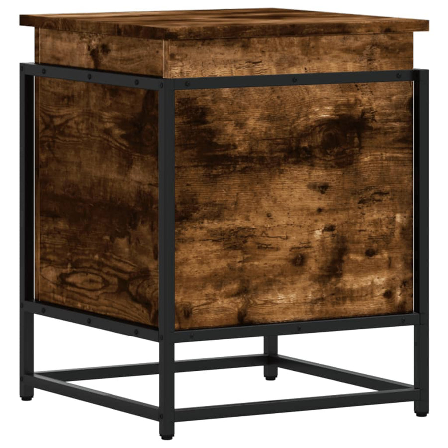 Opbergbox met deksel 40x40x51,5 cm bewerkt hout gerookt eiken