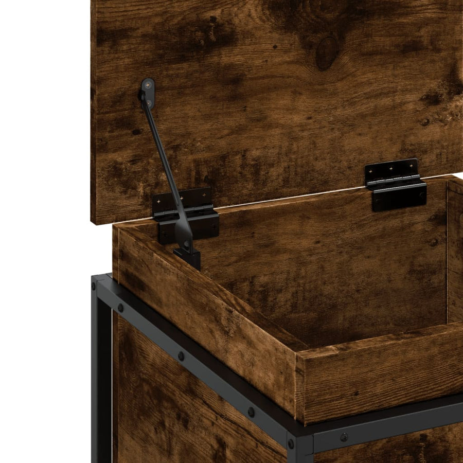 Opbergbox met deksel 40x40x51,5 cm bewerkt hout gerookt eiken