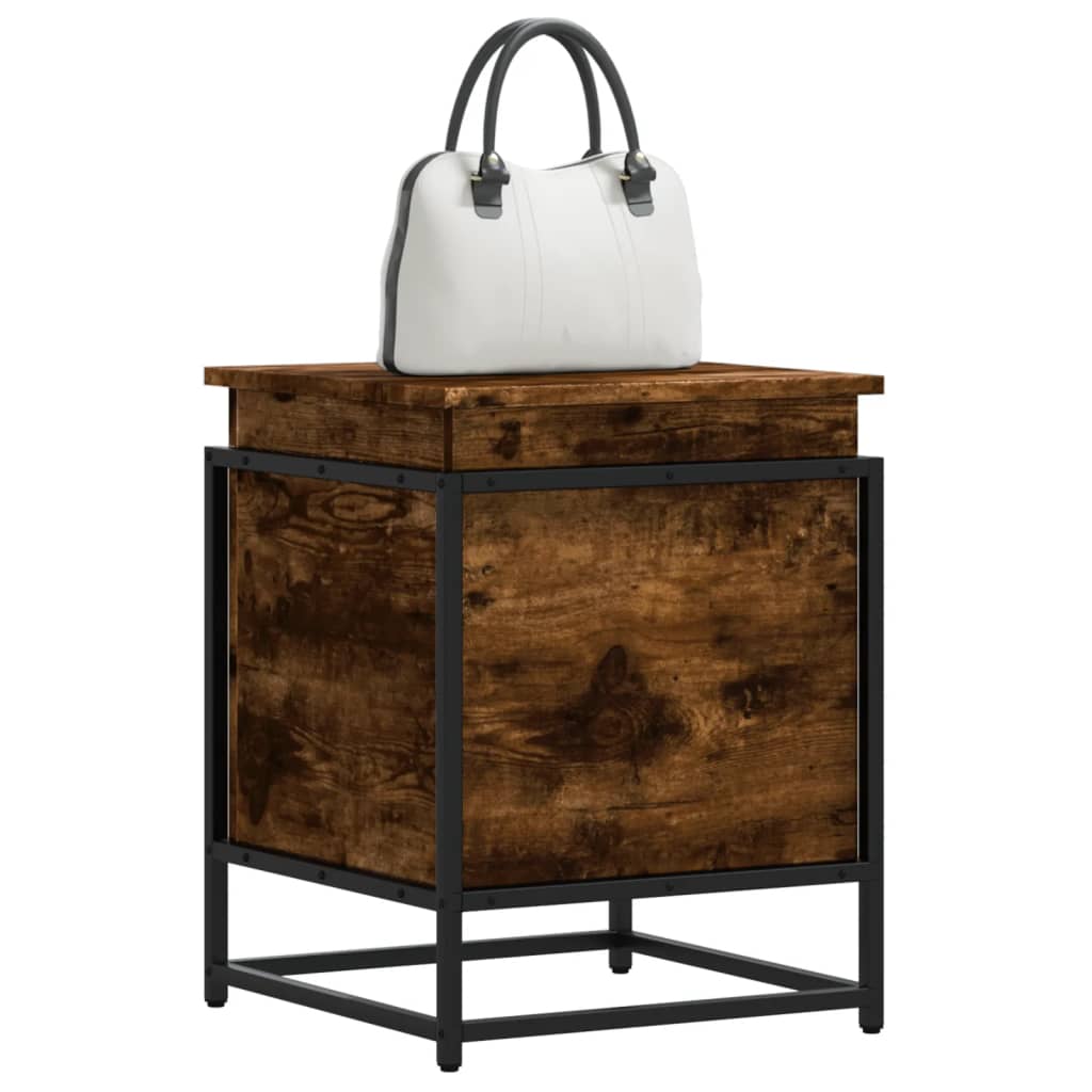 Opbergbox met deksel 40x40x51,5 cm bewerkt hout gerookt eiken