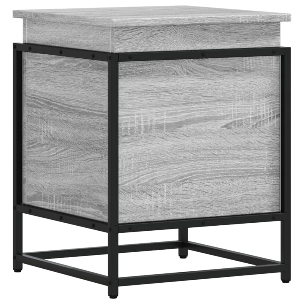 Opbergbox met deksel 40x40x51,5 cm bewerkt hout grijs sonoma