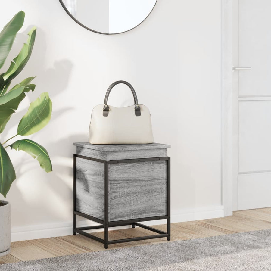 Opbergbox met deksel 40x40x51,5 cm bewerkt hout grijs sonoma