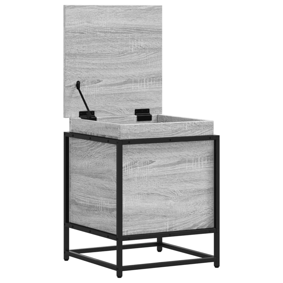 Opbergbox met deksel 40x40x51,5 cm bewerkt hout grijs sonoma