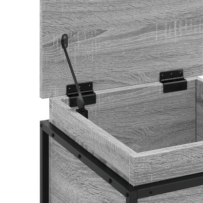 Opbergbox met deksel 40x40x51,5 cm bewerkt hout grijs sonoma