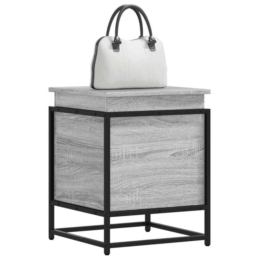 Opbergbox met deksel 40x40x51,5 cm bewerkt hout grijs sonoma