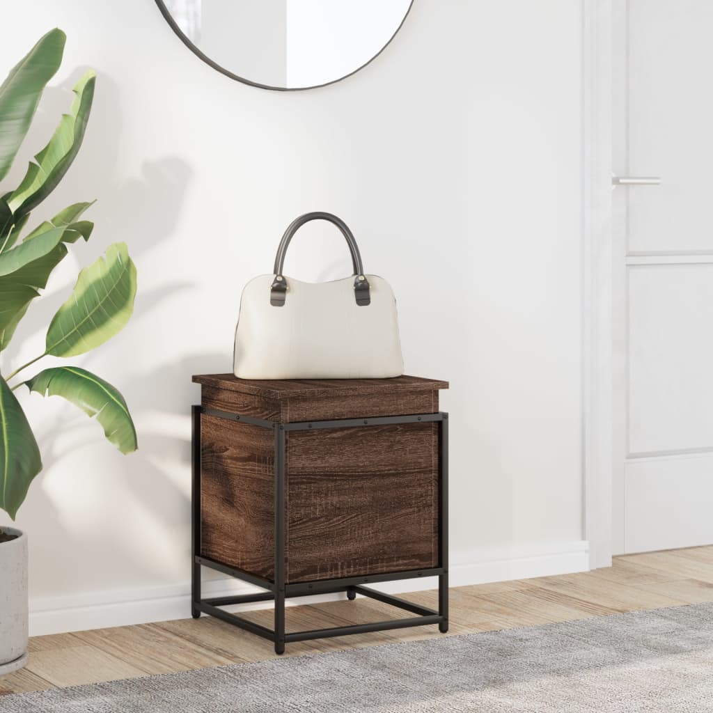 Opbergbox met deksel 40x40x51,5 cm bewerkt hout bruin eiken