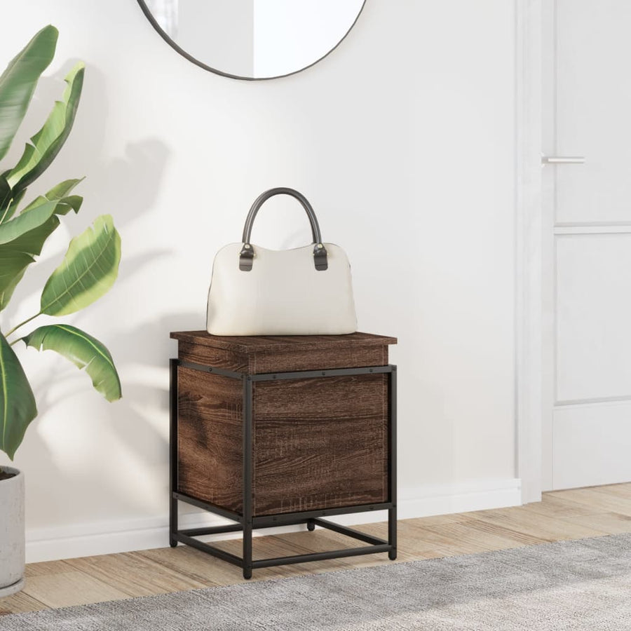 Opbergbox met deksel 40x40x51,5 cm bewerkt hout bruin eiken